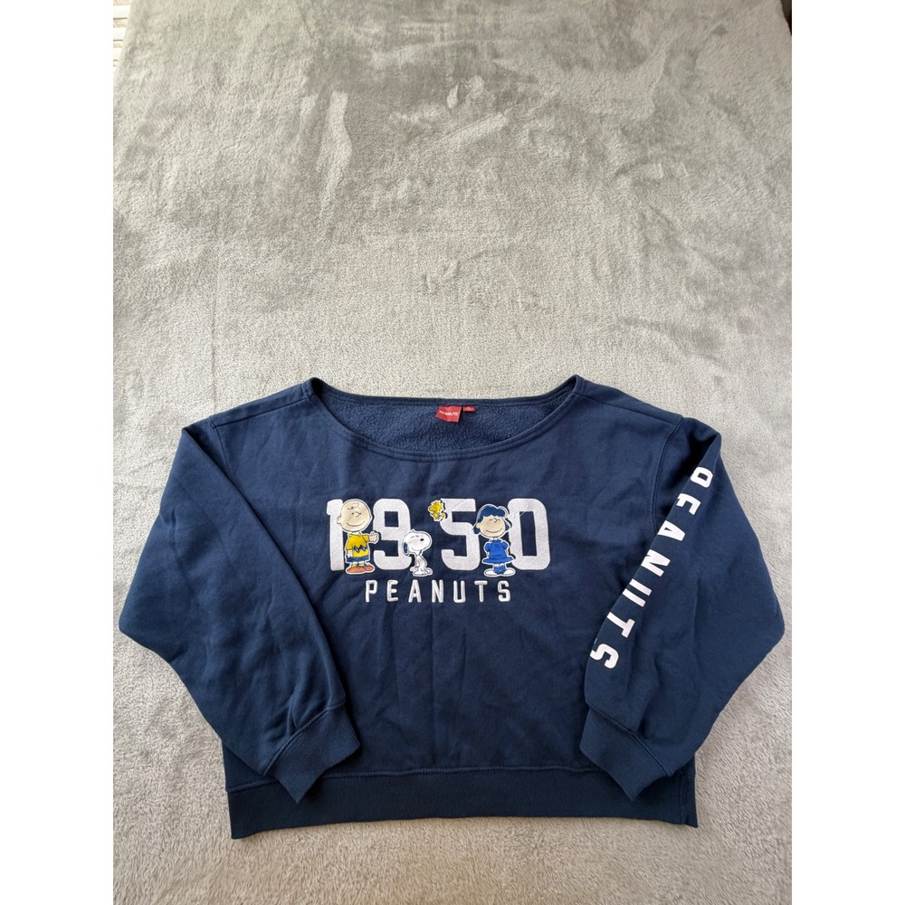 Peanuts Sweatshirt Mens XL Blue Graphic 1950 Charlie Brown Snoopy Lucy Crewneck